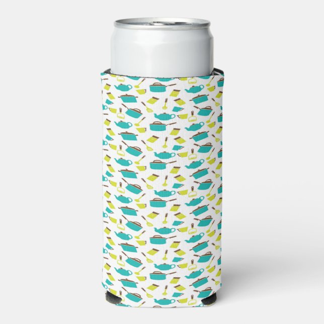 Kitchen Utensils pattern white Seltzer Can Cooler (Seltzer Front)