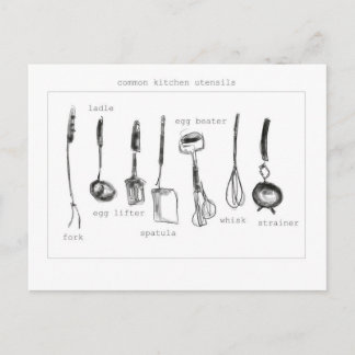 Kitchen utensils postcard