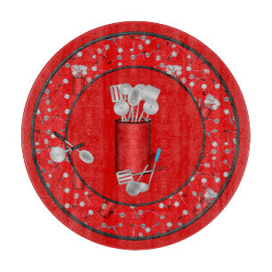 Kitchen Utensils,Red-12in ROUND CUTTING BOARD