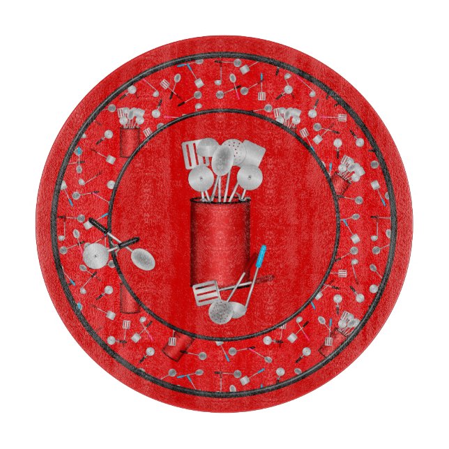 Kitchen Utensils,Red-12in ROUND CUTTING BOARD (Front)