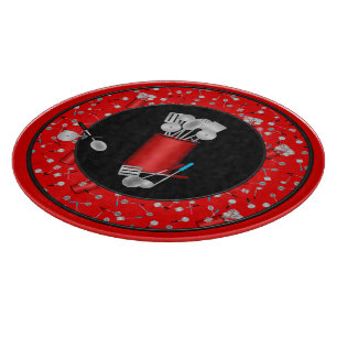 Kitchen Utensils,Red Blk-12in ROUND CUTTING BOARD