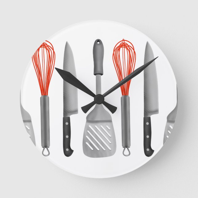 Kitchen Utensils Round Clock (Front)