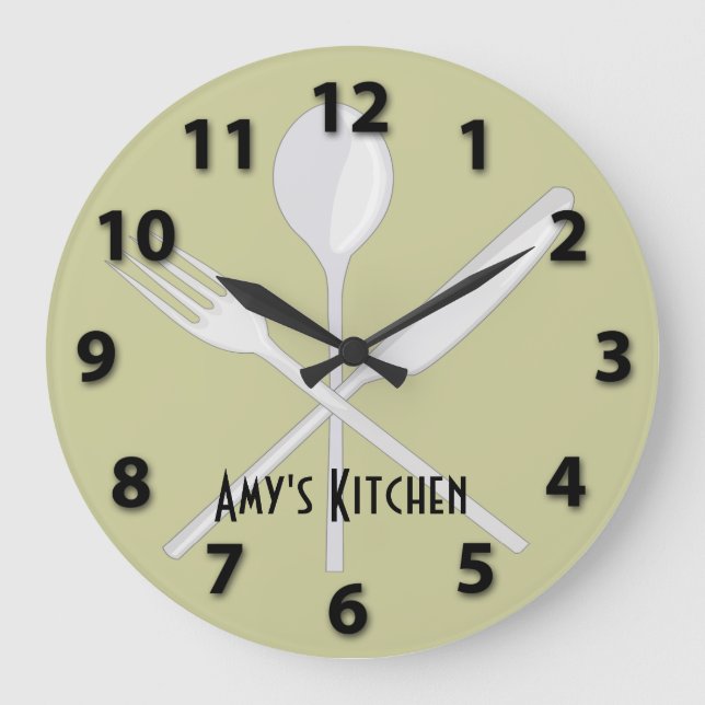 Kitchen Utensils Round Wall Clock (Front)