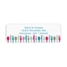 Kitchen utensils spoon fork knives address labels