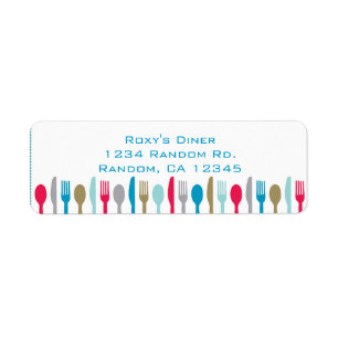 Kitchen utensils spoon fork knives address labels