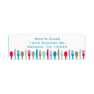 Kitchen utensils spoon fork knives address labels