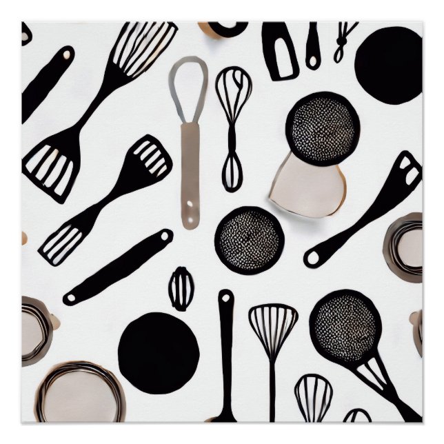 Kitchen Utensils Theme wrapping paper Poster (Front)