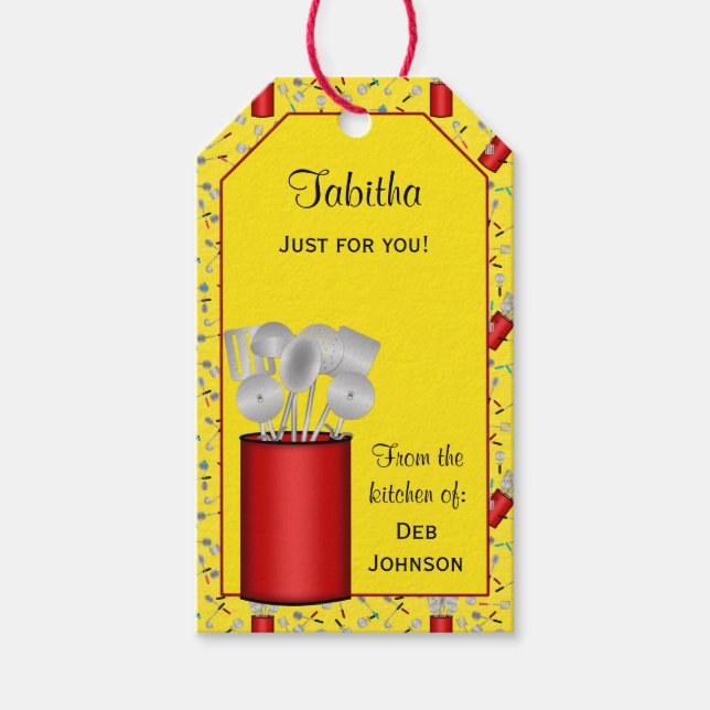 Kitchen Utensils,YELLOW-HANG TAG/GIFT TAG TEMPLATE (Front)