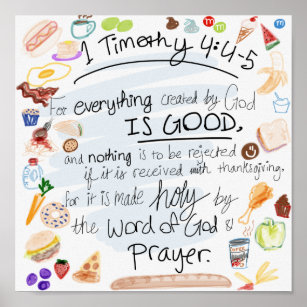 Kitchen Verse - 1 Timothy 4:4-5 Poster