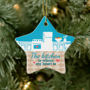 Kitchen where my heart is baker cooking Christmas Ceramic Ornament