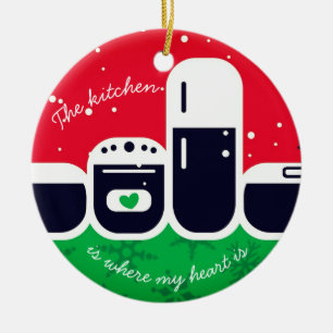 Kitchen where my heart is Christmas tree ornament