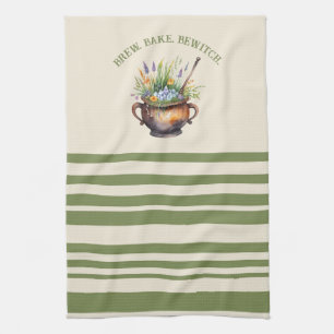 Kitchen Witch Brew Bake Bewitch Cottagecore  Tea Towel