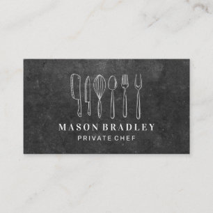 Kitchenware Illustrations Slate Background Business Card