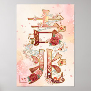 Kitcho: Elegant Calligraphy "Good Omen" Art Poster