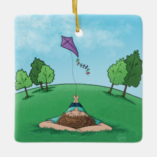 Kite Flying Ceramic Ornament