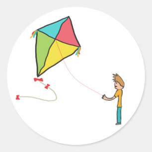 Kite Flying Classic Round Sticker