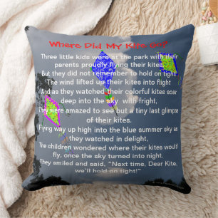 Kite Flying Clouds Poem PERSONALIZE NAMES 20x20 Cushion