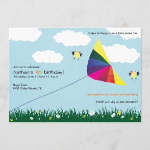 Kite Flying -Kids birthday invitations