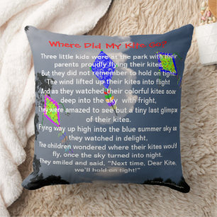 Kite Flying Poem Sweet Childhood Memories 20"x20" Cushion