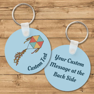 Kite Icon Light Blue Keychain