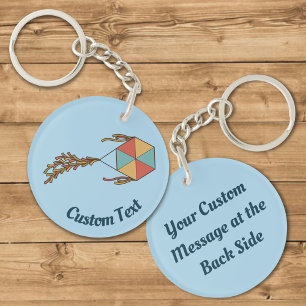 Kite Icon Light Blue Keychain