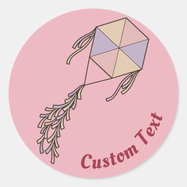 Kite Icon Pink Classic Round Sticker (Front)