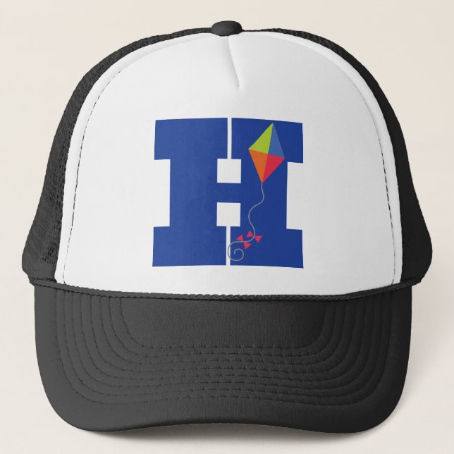 Kite Kid Monogram Letter H Alphabet Trucker Hat (Front)