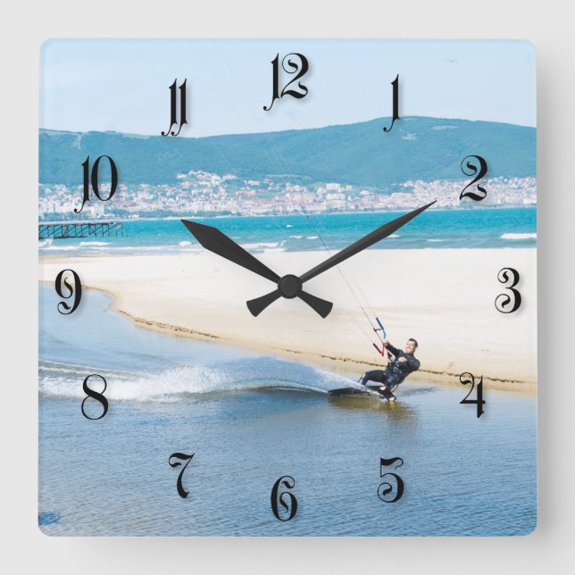kite surfer square wall clock (Front)