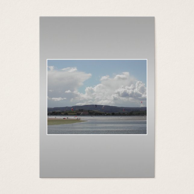 Kite Surfers. Scenic view. On Grey. (Front)