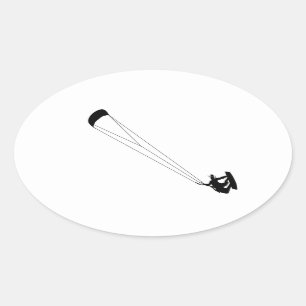 Kite Surfing Cowboy Oval Sticker