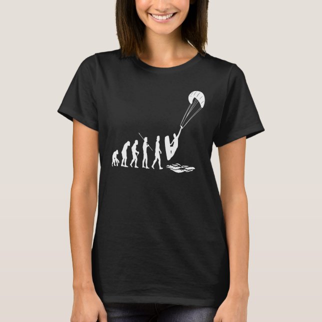 Kite Surfing Funny Evolving Human Monkey T-Shirt (Front)