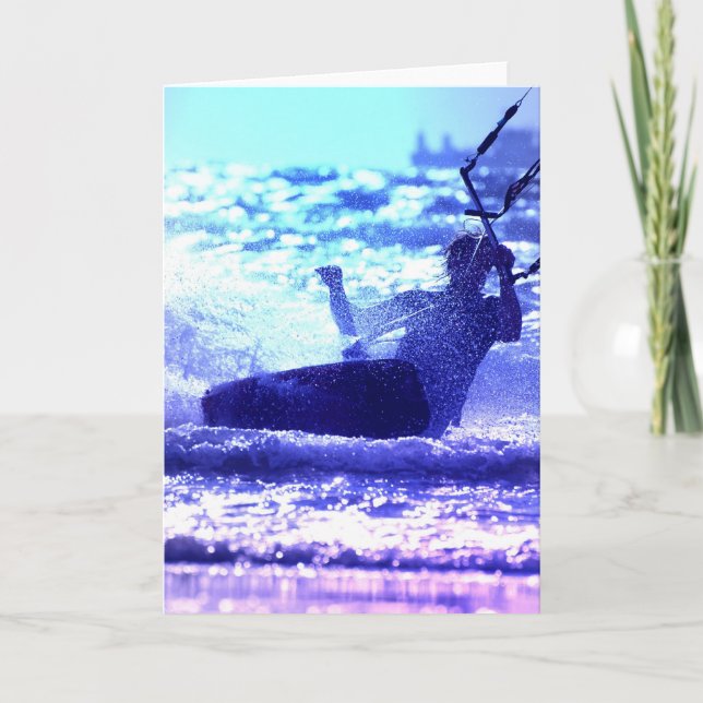 Kite Surfing Greeting Card (Front)