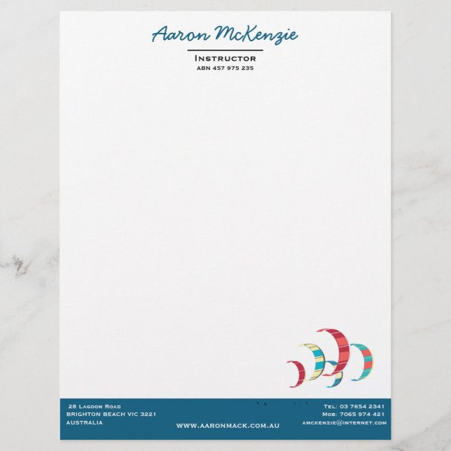 Kite Surfing Letterhead (Front)