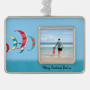 Kite Surfing Silver Plated Framed Ornament