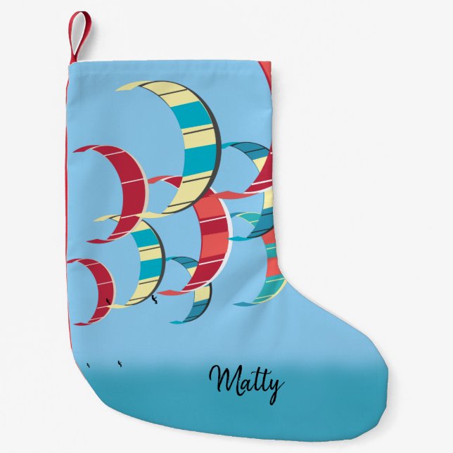 Kite Surfing Small Christmas Stocking (Front)