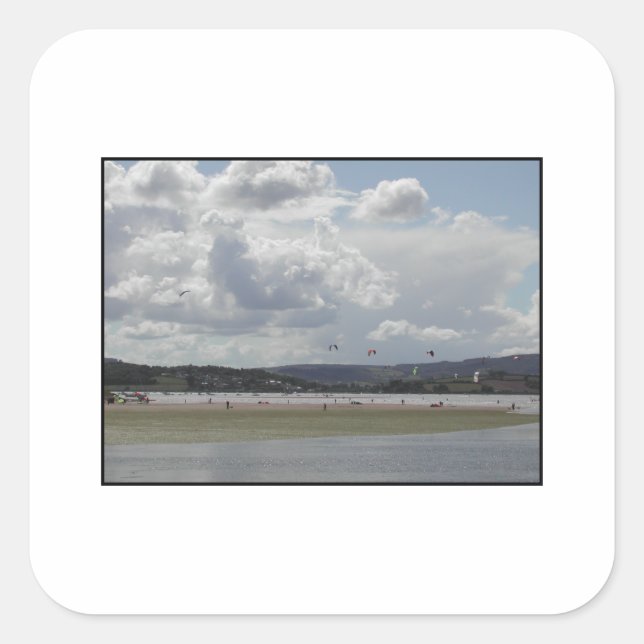 Kite Surfing. Square Sticker (Front)