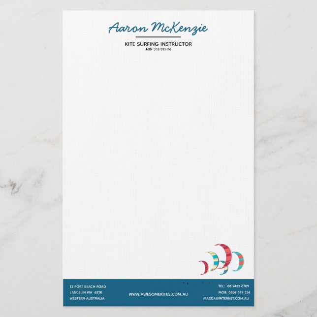 Kite Surfing Stationery (Front)