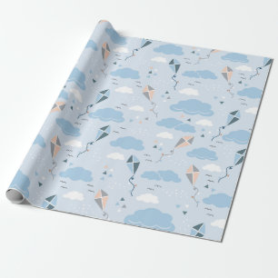 Kite Wrapping Paper - Playful Kites and Clouds