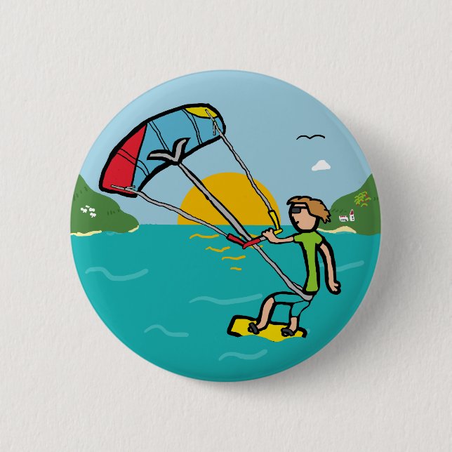 Kiteboarding 6 Cm Round Badge (Front)