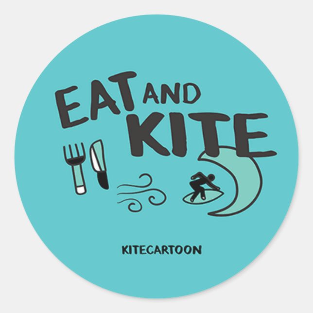 Kiteboarding/kitesurfing - Eat and Kite Classic Round Sticker (Front)