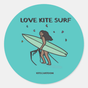 Kiteboarding/kitesurfing - love kitesurf classic round sticker