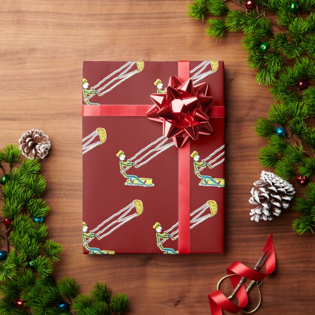 Kiteboarding Stickman Wrapping Paper (Holiday Gift)