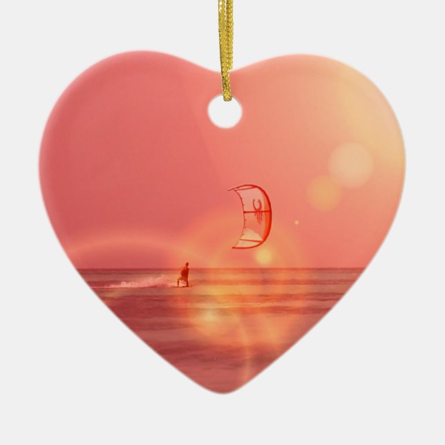 Kiteboarding Sunset Ornament (Front)
