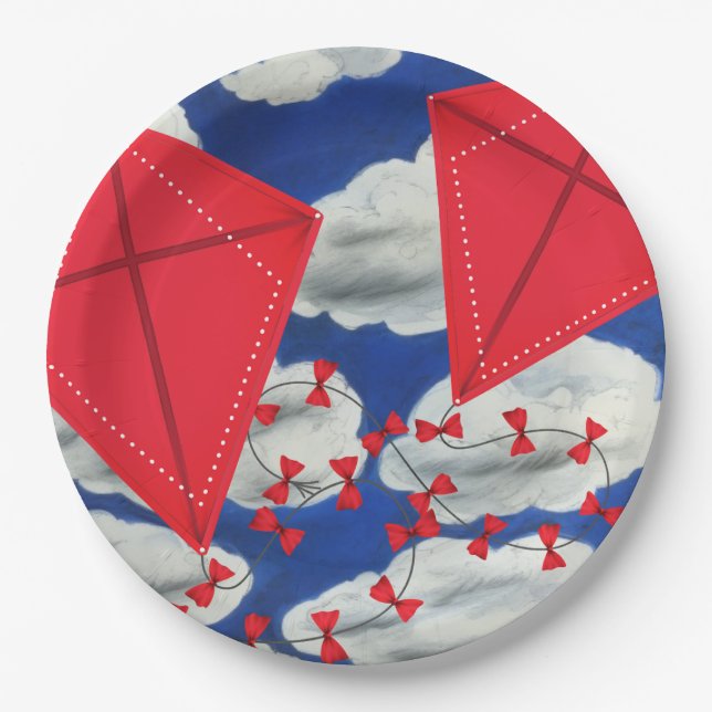 Kites and Klouds Paper Plate (Front)