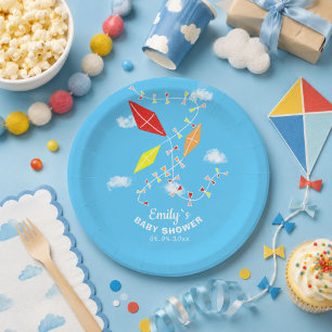 Kites in the Sky Boy Baby Shower Party Paper Plate