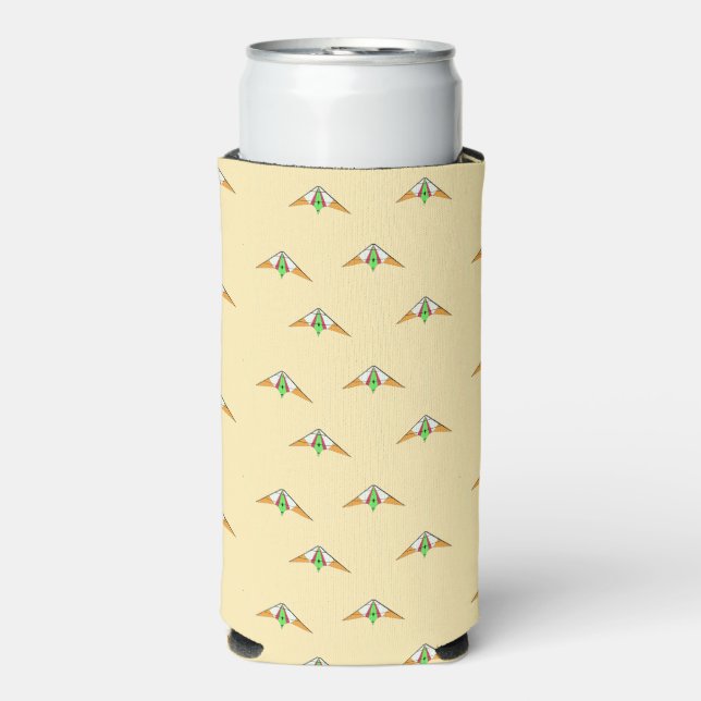 Kites on pale orange seltzer can cooler (Seltzer Front)