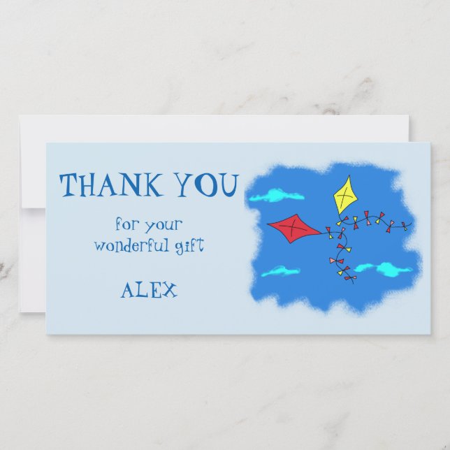 Kites Personalised Thank you Card (Front)