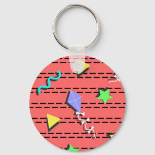 kites, stars, triangles and curvy lines key ring
