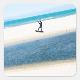 Kitesurfer boosts an air square sticker