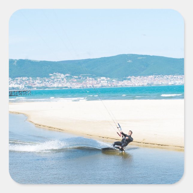 Kitesurfer Square Sticker (Front)